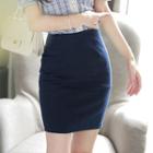 Linen Blend Mini Pencil Skirt