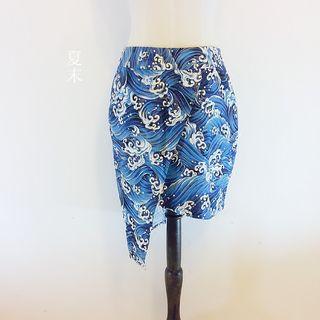 Mini Printed Asymmetric Skirt