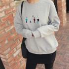 Drop-shoulder Embroidered Sweatshirt