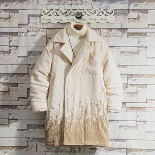 Floral Print Single-breasted Padded Corduroy Jacket