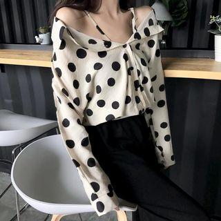 Cold-shoulder Dotted Shirt