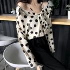 Cold-shoulder Dotted Shirt