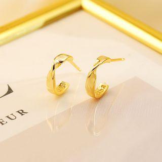 Twisted Sterling Silver Open Hoop Earring