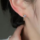 Faux Cat Eye Stone Layered Alloy Earring D363 - 1 Pair - Gold - One Size
