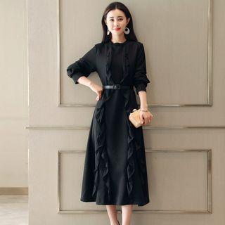 Ruffle A-line Midi Dress