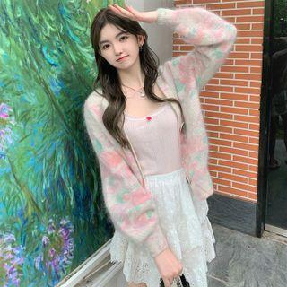 Flower Print Knit Cardigan / Camisole Top / Skirt