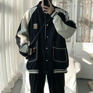 Two-tone Flap-pocket Baseball Jacket