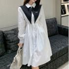 Set: Plain Midi A-line Shirtdress + Shawl