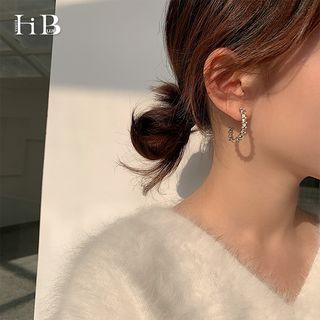 Rhinestone Hoop Earring 1 Pair - S925 Sterling Silver Pin - As Shown In Figure - One Size