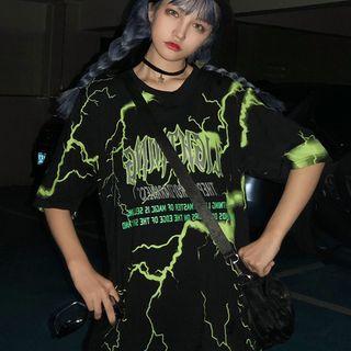 Printed Short-sleeve T-shirt Black - One Size