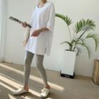 Scoop-neck Oversized T-shirt Ivory - One Size