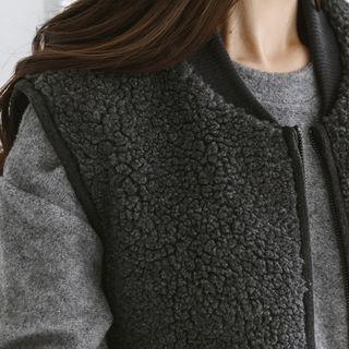 Zip-up Sherpa-fleece Long Vest