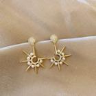 Star Drop Earring 1 Pair - Silver Needle - Gold Plating - Gold - One Size