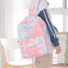 Dye Print Letter Embroidered Lightweight Backpack