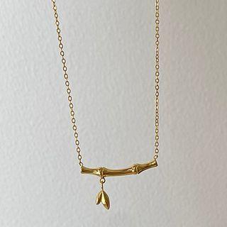 Bamboo Necklace E486 - Gold - One Size