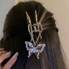 Butterfly Rhinestone Hair Clamp 1 Pc - Butterfly Rhinestone Hair Clamp - Silver - One Size