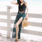 Set: Plain Bikini + Knit Top + Pants