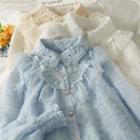 Lace-panel Fringed Chiffon Shirt