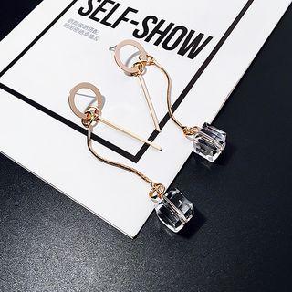 Faux Crystal & Bar Dangle Earring White Faux Crystal - Gold - One Size
