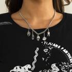 Skull Charm Necklace 1 Pc - 4774 - Silver - One Size