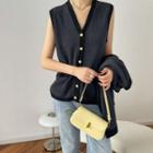 V-neck Sweater Vest / Cardigan / Midi Shift Dress