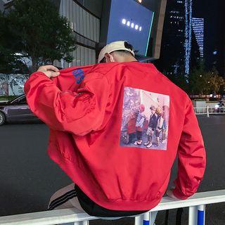 Couple Matching Letter Zip Bomber Jacket