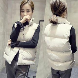 Band Collar Sleeveless Padded Jacket