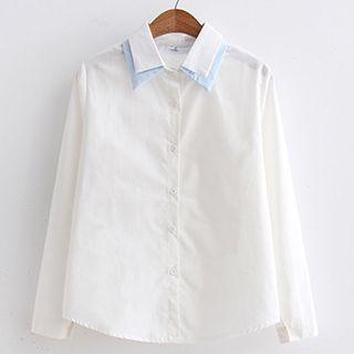 Contrasted Collar Shirt