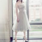 Strapless A-line Midi Prom Dress