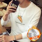 Fleece Lined Carrot Print Long-sleeve T-shirt