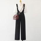 V-neck Plain Blouse / Plain Button-up Jumpsuit
