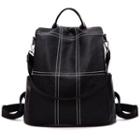 Convertible Contrast Stitch Faux Leather Backpack Black - One Size