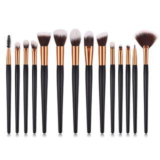 Set Of 14: Makeup Brush With Wooden Handle