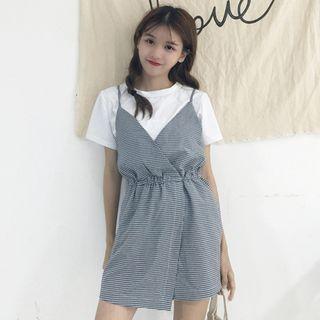Set: Short-sleeve T-shirt + Spaghetti-strap Jumper Shorts