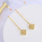 Sterling Silver Gemstone Drop Threader Earring 1 Pair - Threader Earring - Green - One Size
