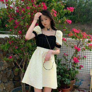 Puff-sleeve Mini A-line Dress / Camisole Top