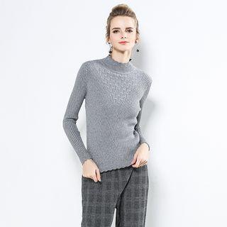 Mock-turtleneck Plain Sweater