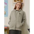 Rola Heart-embroidered Zip-up Hoodie Gray - One Size