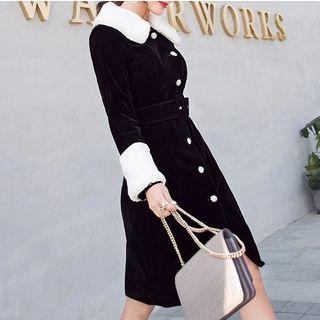 Fleece Collared Coat Dress