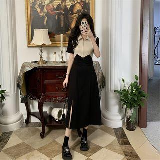 Two Tone Zip Split A-line Dress