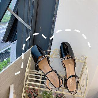 Rhinestone Square Toe Chunky-heel Sandals