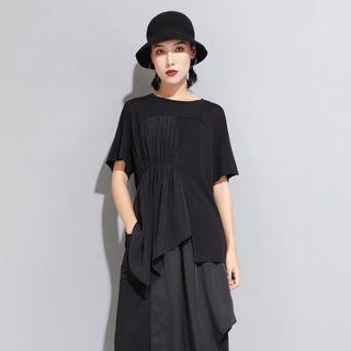 Asymmetrical Shirred Panel T-shirt