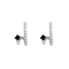 Rhinestone Clover Stud Earring 1 Pair - Silver - One Size