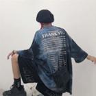 Tie Dye Elbow-sleeve T-shirt Blue - One Size