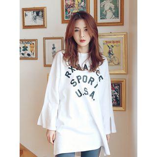 Dip-back Lettering Long T-shirt