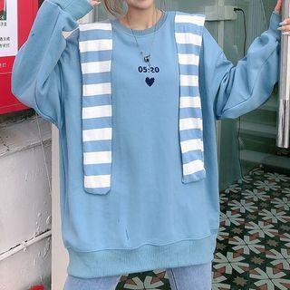 Number Embroidered Sweatshirt With Shawl