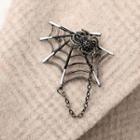 Rhinestone Spider Brooch Silver - One Size
