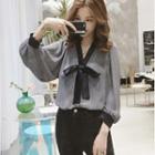 V-neck Bow-accent Blouse