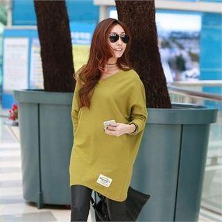 V-neck Long-sleeve Mini Pullover Dress