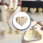 Faux Pearl Heart Shape Open Ring 5311 - Gold - One Size